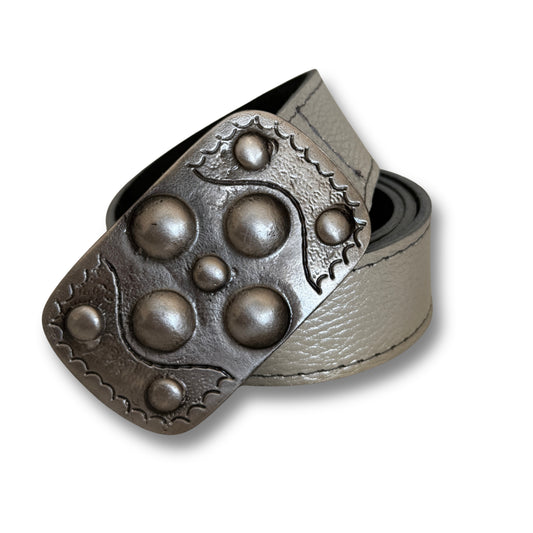 Cinturón de cuero Plateado | WM Leather